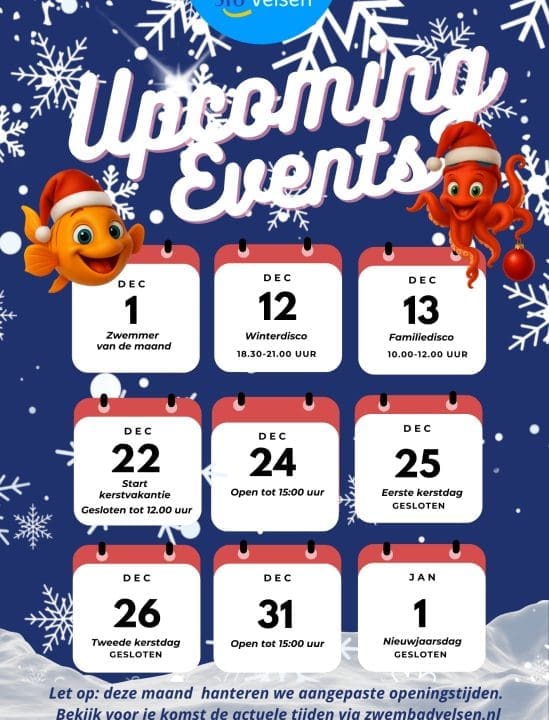 Agenda zwembad maand december